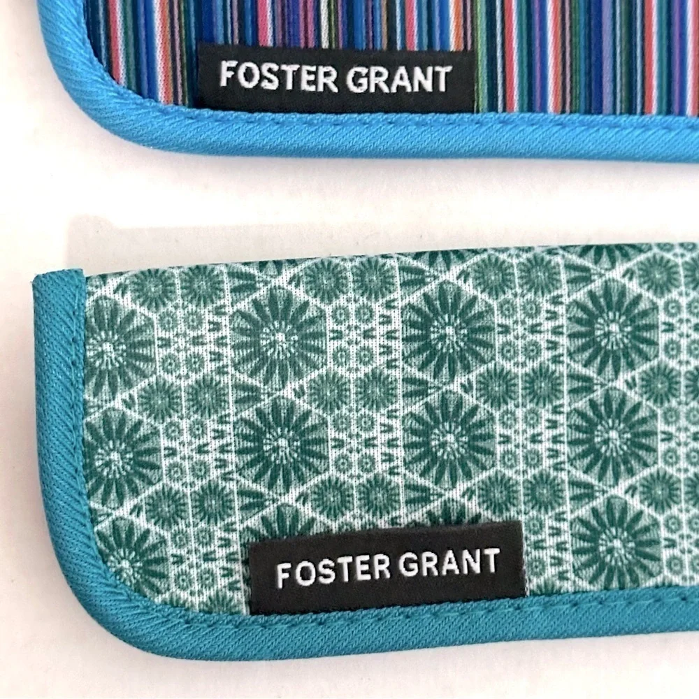 Foster Grant Eyeglass Cases - Striped and Patterned 2 sizes NWOT